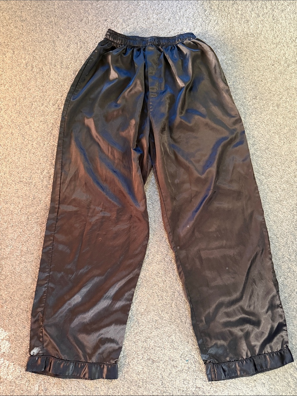 Black  Satin Wide Leg Pajama Pants
